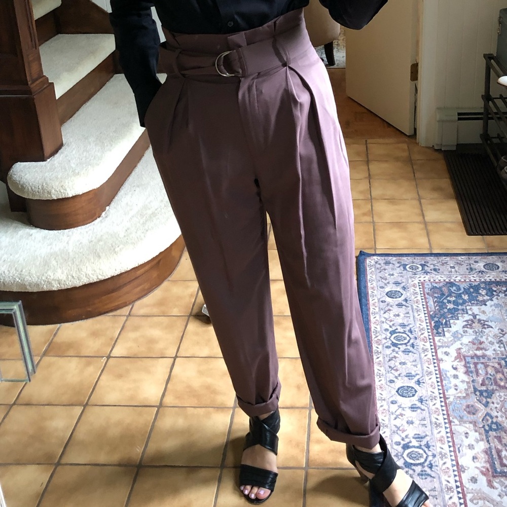 High waisted paper bag trousers